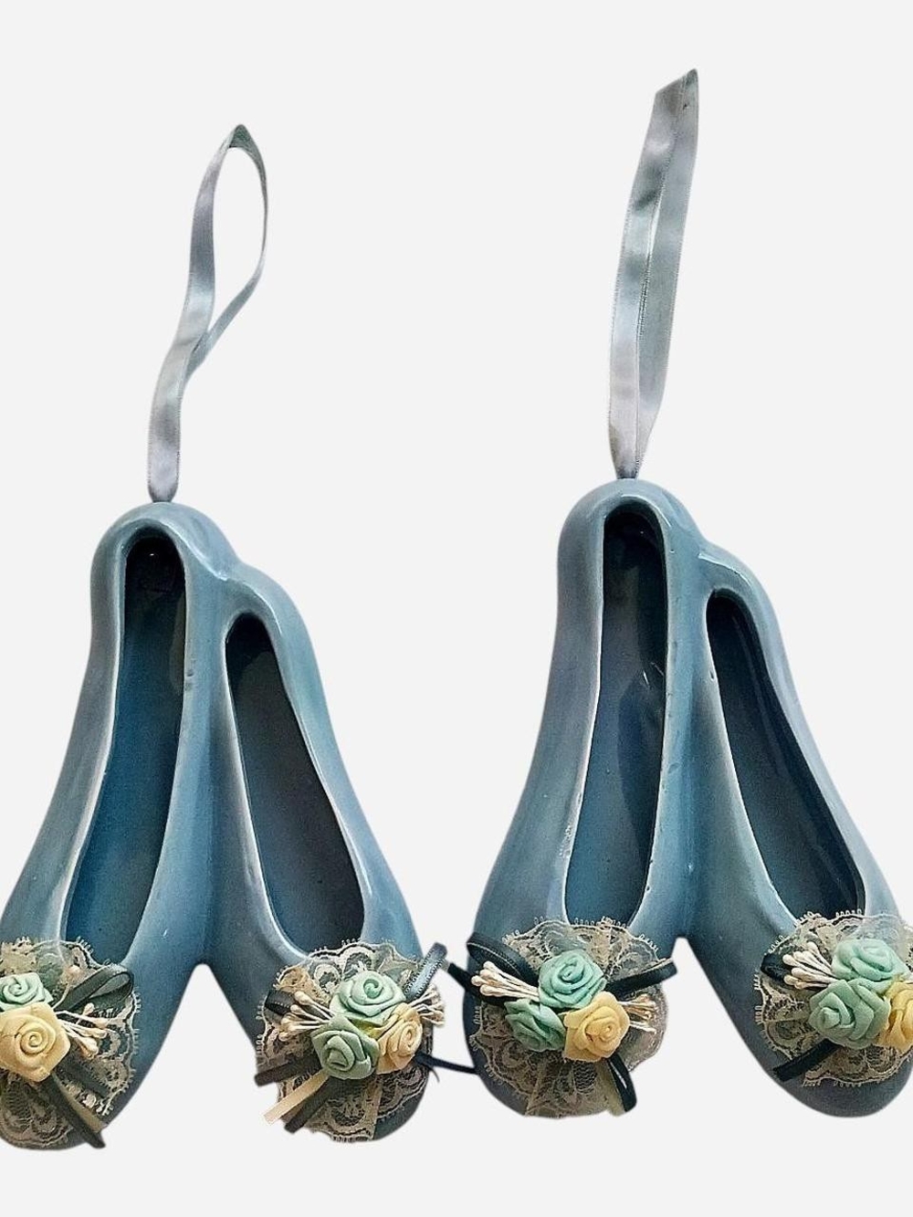 Balletcore Vintage Ceramic Blue Ballet Slippers Wall Decor